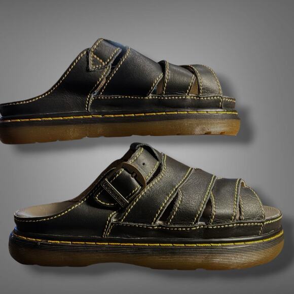 Men\'s 9 DR. MARTEN\'S AirWair 8565 Vintage Black Leather Sandals Very Rare EUC main image 12